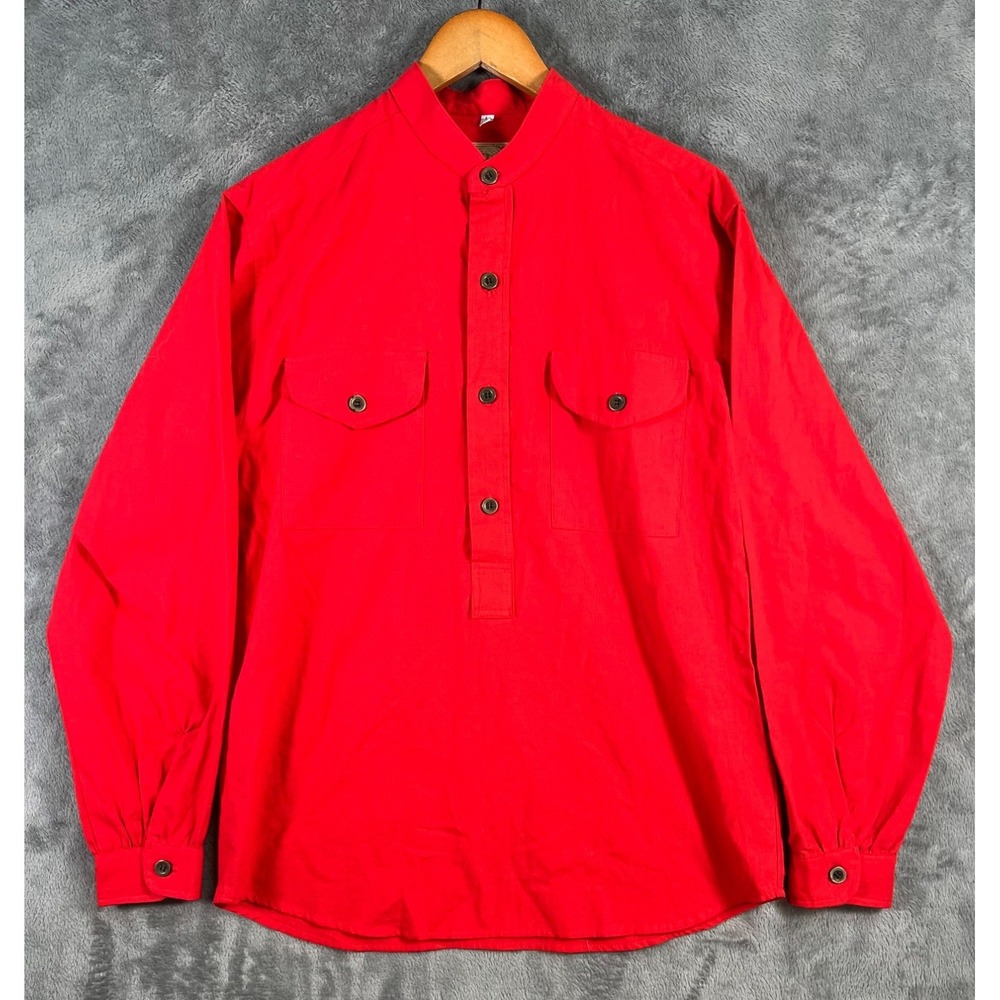 Vintage Wah Maker Popover Shirt Mens Medium Red Frontier Western Rodeo USA Made